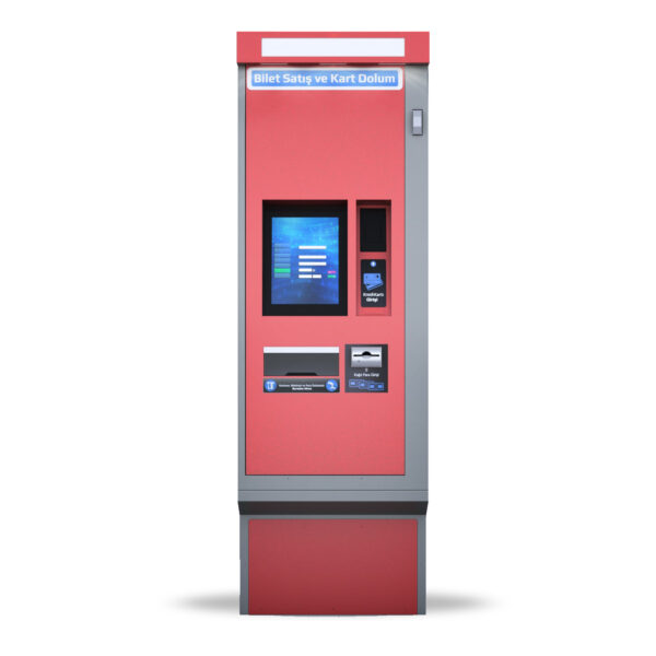 E-Life TVM-500 bilet satış kiosk terminali, otobüs ve tren istasyonları için tasarlanmıştır.