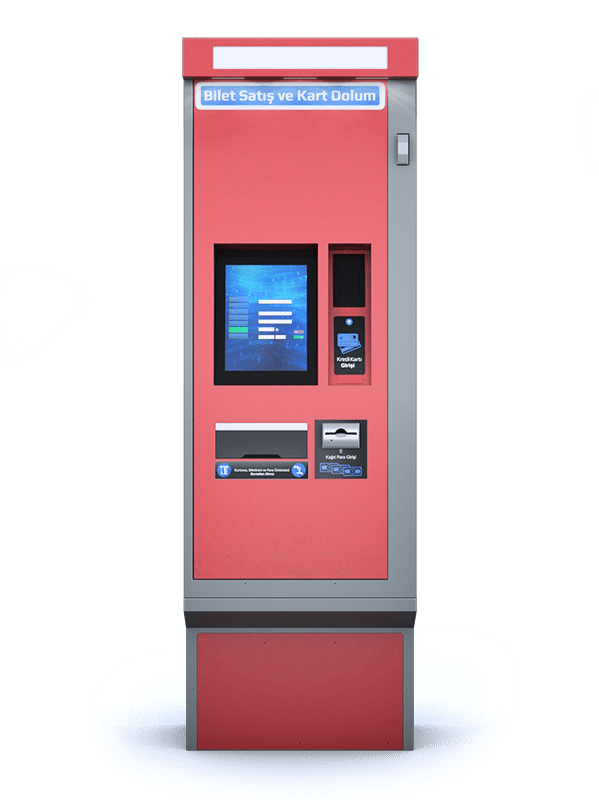 E-Life TVM-500 bilet satış kiosk terminali, otobüs ve tren istasyonları için tasarlanmıştır.