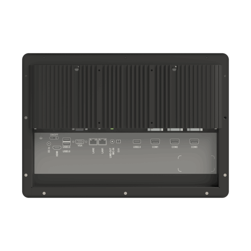 E-Life EPC-616-CR G3 Panel PC, 15.6 inç dokunmatik ekran, entegre kamera ve RFID okuyucu ile endüstriyel kullanım için tasarlanmış.