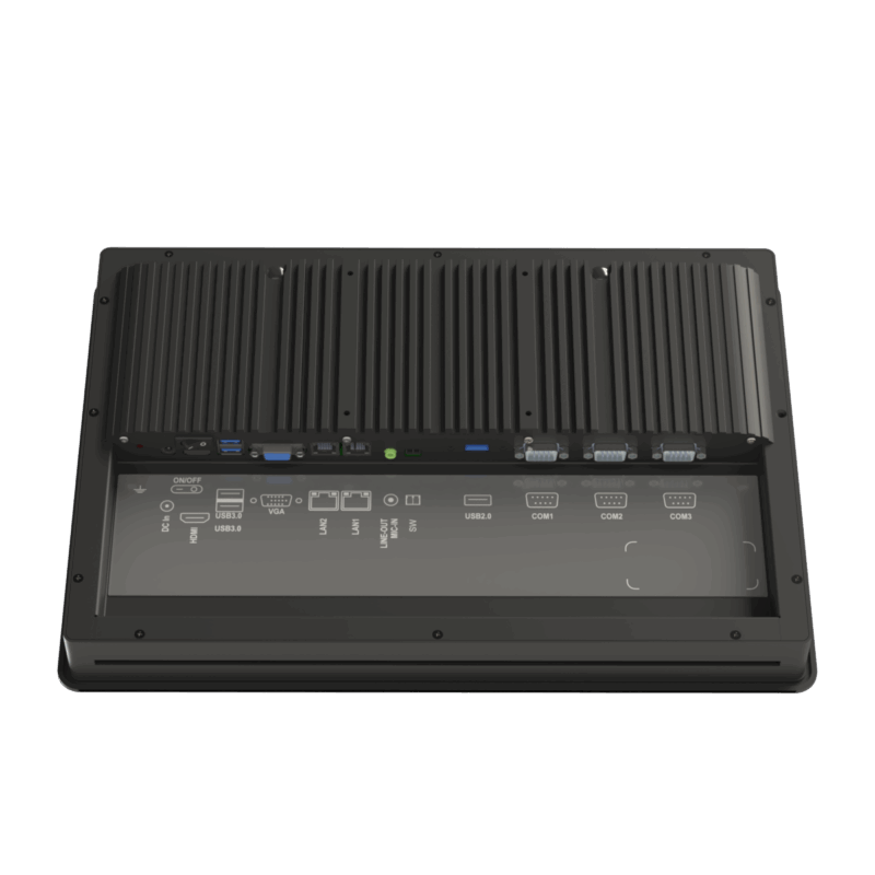 E-Life EPC-616-CR G3 Panel PC, 15.6 inç dokunmatik ekran, entegre kamera ve RFID okuyucu ile endüstriyel kullanım için tasarlanmış.