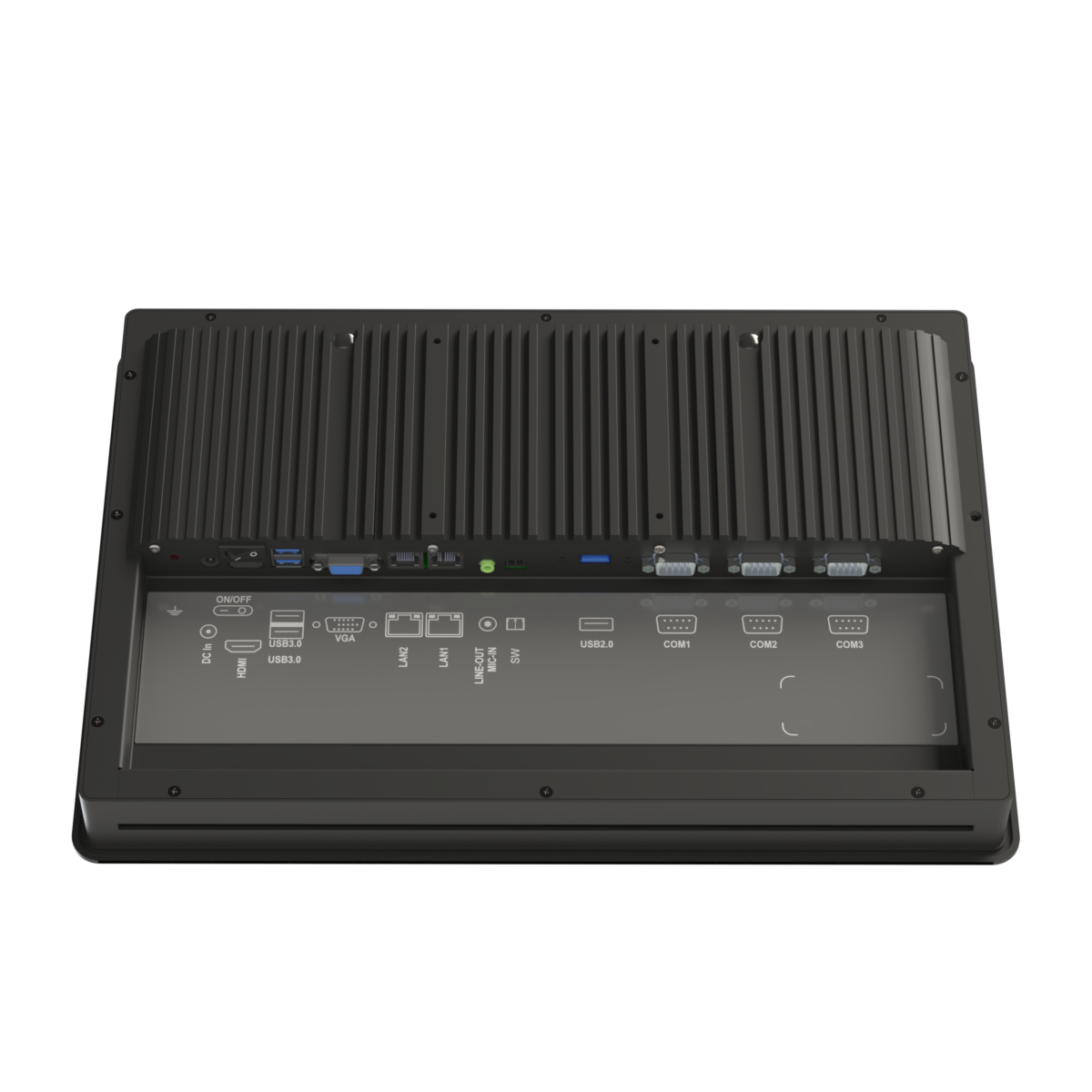E-Life EPC-616-CR G3 Panel PC, 15.6 inç dokunmatik ekran, entegre kamera ve RFID okuyucu ile endüstriyel kullanım için tasarlanmış.